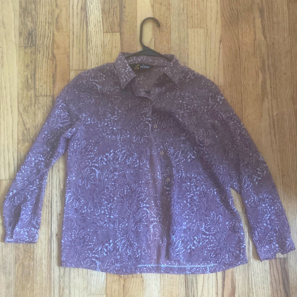 purple floral button down shirt